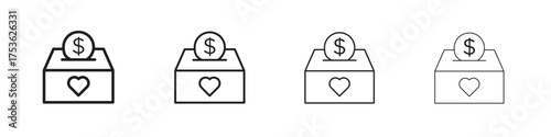 Donation box icon outline vector. outline icons collection.
