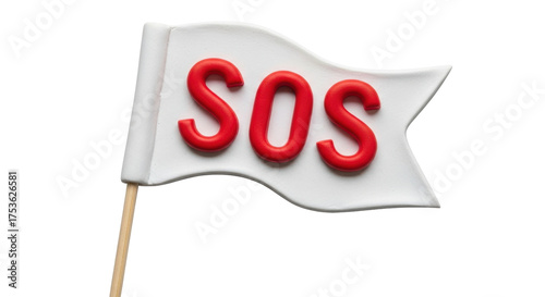 Isolated flag with SOS, asking for help, call for rescue, emergency, support, save our souls