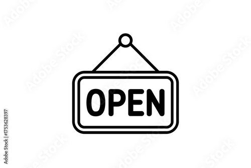 Open Sign Hanging Business Welcome Advertisement Illustration Vector Graphic Design Concept for Retail Stores and Service Industries Businesses Opening Hours and Availability