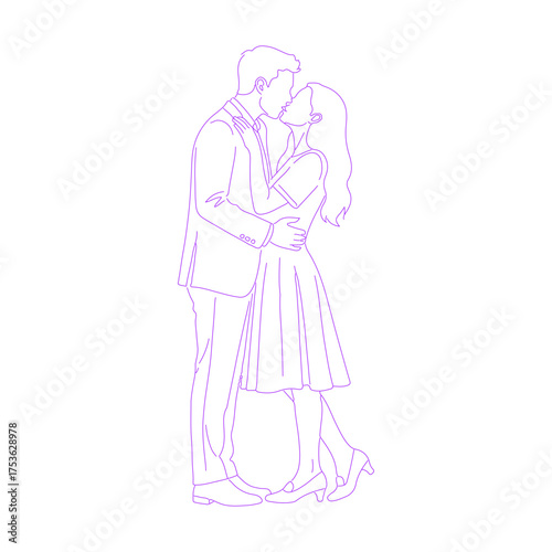 Line art illustration of a kissing couple