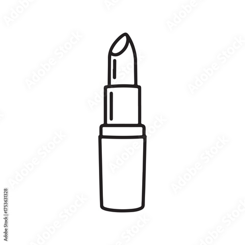 Lipstick Outline bold Vector Icon. Lipstick flat line icon. Beauty care sign, illustration of makeup. Lipstick hand drawn outline. Female makeup accessory. outline icon isolated on white background.
