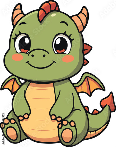 Cute Baby Dragon Cartoon Illustration