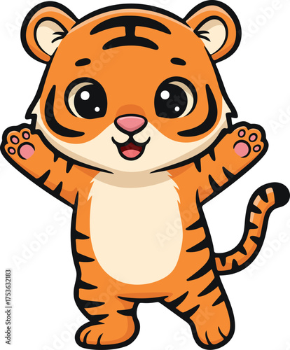 Cute Tiger Cub Cartoon Character