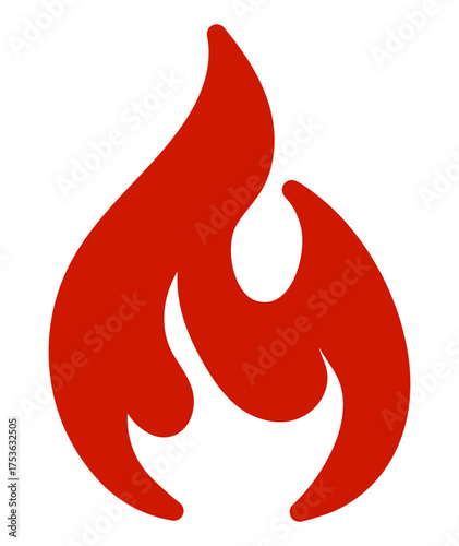 Bold red flame icon symbolizing energy, heat, and passion, perfect for creative designs.