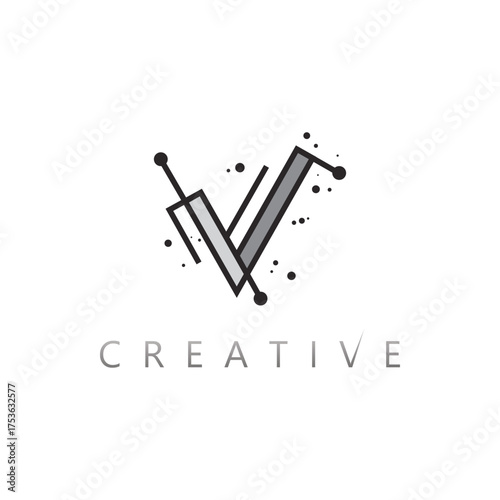 Premium V Letter Logo with Abstract Checkmark Shape for Modern Companies