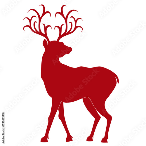 Christmas deer silhouette with unique antlers. Perfect for holiday cards, winter designs, and seasonal decorations. Vector illustration for Christmas projects.