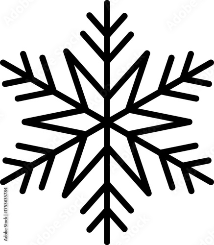 Editable Snowflake Line Icon  Winter, Cold Weather, and Ice Symbol