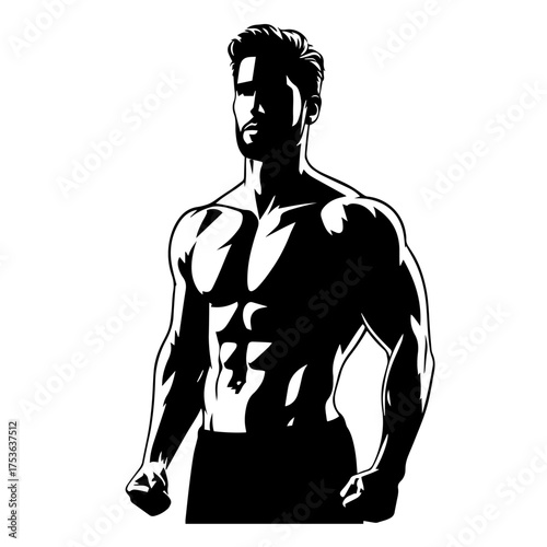 black and white vector silhouette of gym person