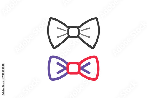 Two bow ties one black and white another colorful are shown