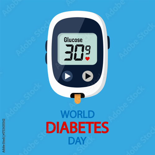 Diabetes world day glucometer, vector art illustration.