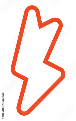 Bold lightning bolt symbol in red, perfect for use in energy-themed designs and projects.
