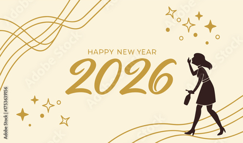 Step into the Glamorous Happy New Year 2026 with Golden Waves, Starry Wishes, and Elegant Beginnings!