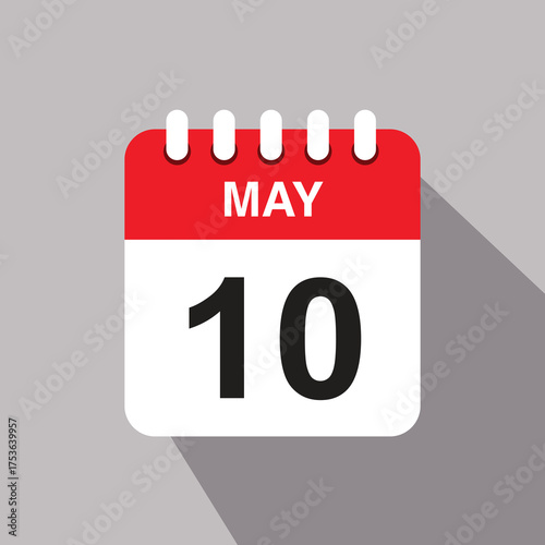 10 may calendar date icon. vector illustration with shadow design