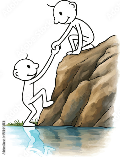 Stick Figure Helping Another