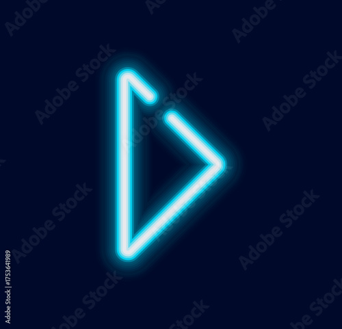 A bright glowing neon play button symbol a modern and abstract representation of media start or forward motion.
