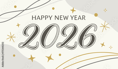 Celebrate Happy New Year 2026 with Elegant Waves and Twinkling Stars - Heartfelt Wishes for a Bright and Prosperous Year Ahead