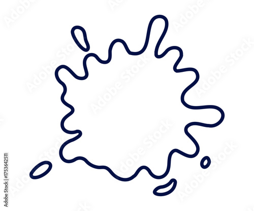 Minimalist blue ink splash shape against a white background, ideal for artistic and design projects.
