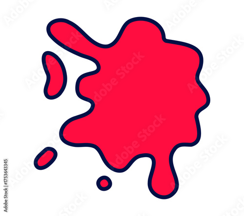 Bold red splash shape with fluid outlines, isolated on a white backdrop for creative design projects.