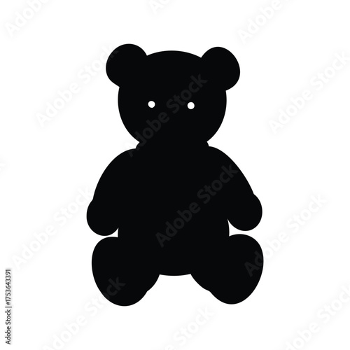 Silhouette of a cute teddy bear on a white background illustration, teddy bear sitting silhouette vector illustration