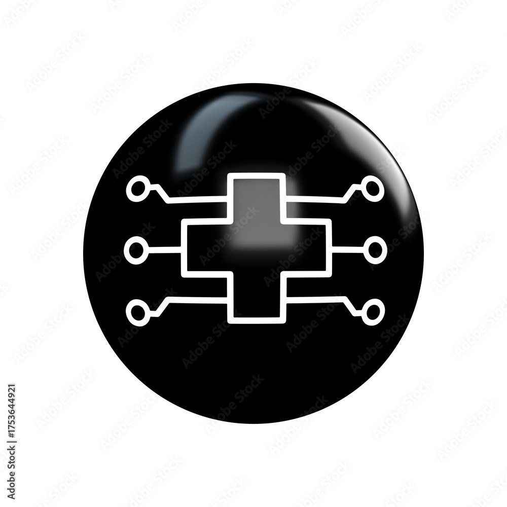 Fototapeta premium Health white icon on black glossy button