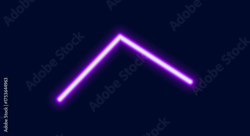 A bright glowing neon chevron symbol pointing upwards. A sign of growth progress or an upward trend.