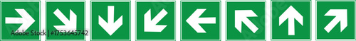 Emergency Exit Arrow Signs – Multi-Directional Safety Icons for Evacuation Routes