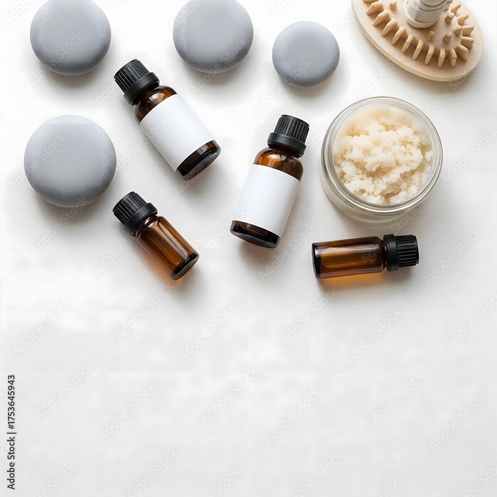 Obraz premium Spa wellness relaxation products with natural skincare elements