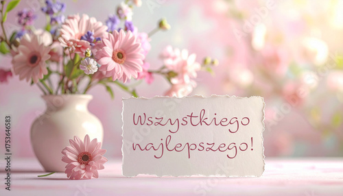 Wszystkiego najlepszego życzenia na dzień matki, urodzinowe, dzień kobiet kartka