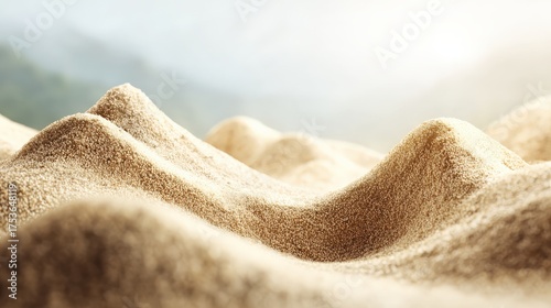 Fototapeta Naklejka Na Ścianę i Meble -  Close up of natural sand dunes highlighting textures and formations in soft lighting