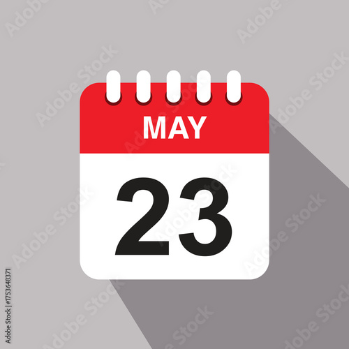 23 may calendar date icon. vector illustration with shadow design