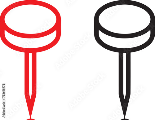 Organized reminders concept featuring a red and a black pushpin, ideal for business presentations, project management, or creative design projects needing a bold touch