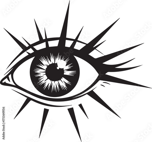 Intense gaze artwork with sharp, edgy design elements perfect for branding, logos, or creative projects needing a bold, modern, and eye-catching visual