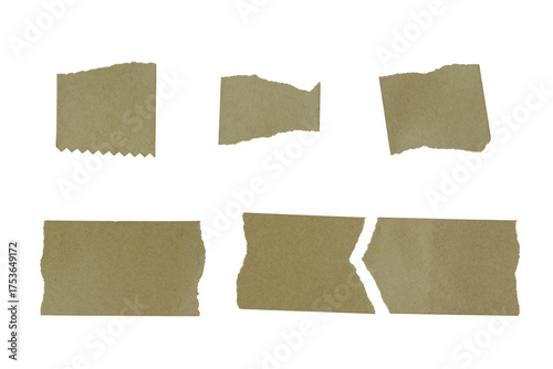 Wallpaper Mural Set of torn brown paper pieces isolated on transparent background. Collection of ripped cardboard scraps with rough edges and natural texture for collage or design use. PNG Torontodigital.ca