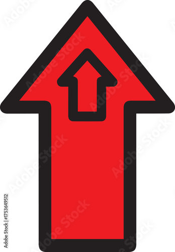 Bold red arrow pointing upward, conveying progress, growth, and positive direction, ideal for business presentations, wayfinding, and creative projects with impact
