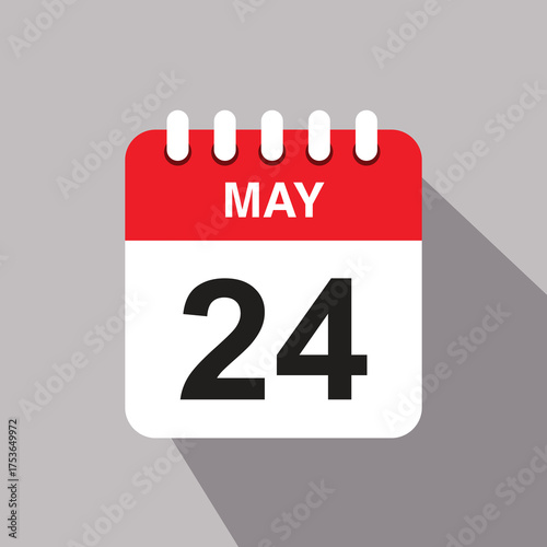 24 may calendar date icon. vector illustration with shadow design