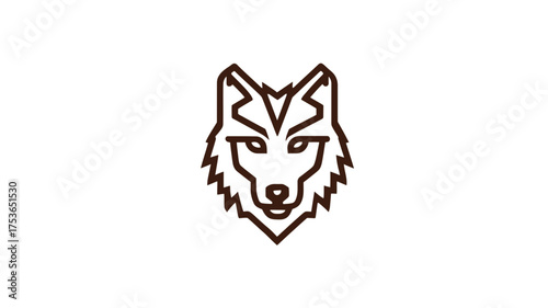 Stylized wolf head vector illustration. Modern minimalist outline design, wild animal logo concept, strength and nature symbol.