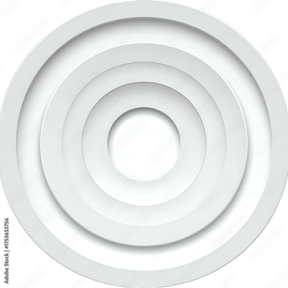 Fototapeta premium A layered, concentric circle design with a 3D effect and soft shadows, all white
