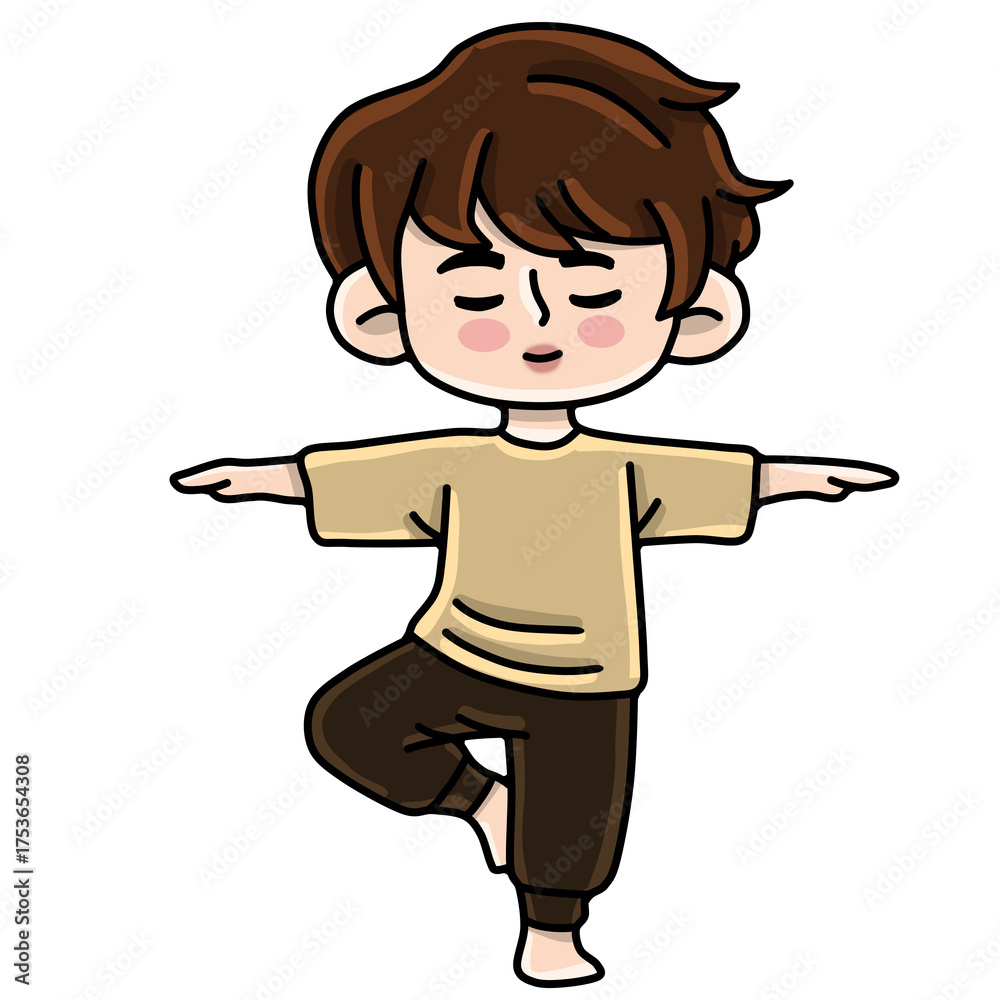Obraz premium Boy yoga pose character 