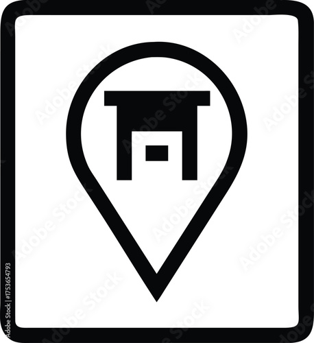 ATM location pin silhouette vector icon on white background – perfect for bank maps, finance apps, cash withdrawal, and navigation designs