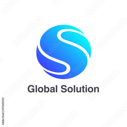 Vector logo design template for business. Global icon. Letter S.	
