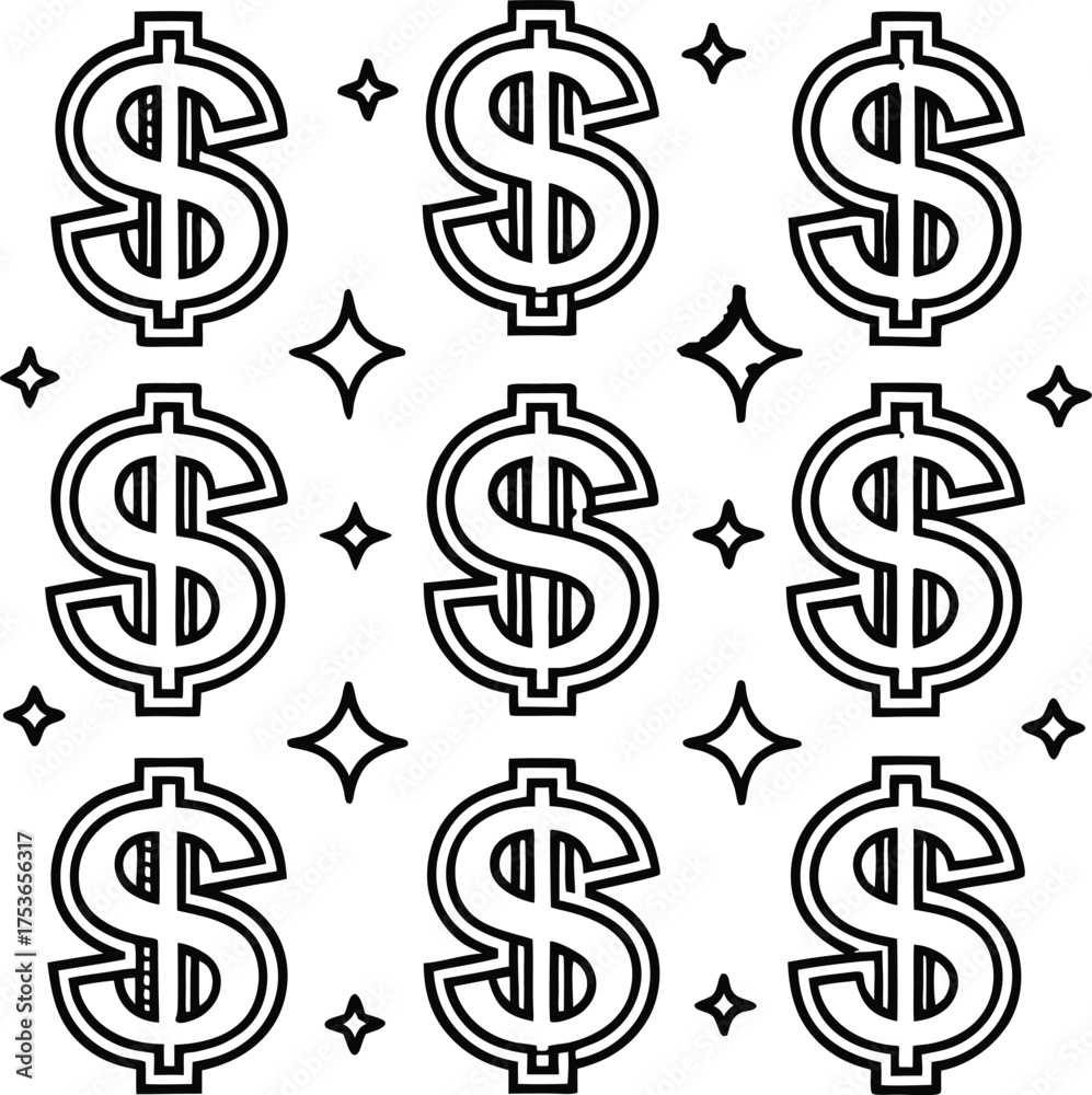 Obraz premium Cheerful Spring 3D dollar symbol seamless pattern illustration for finance and business background