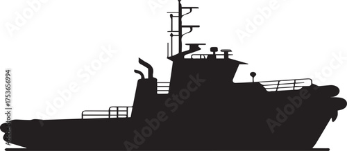 Tugboat action harbor Ship Silhouette