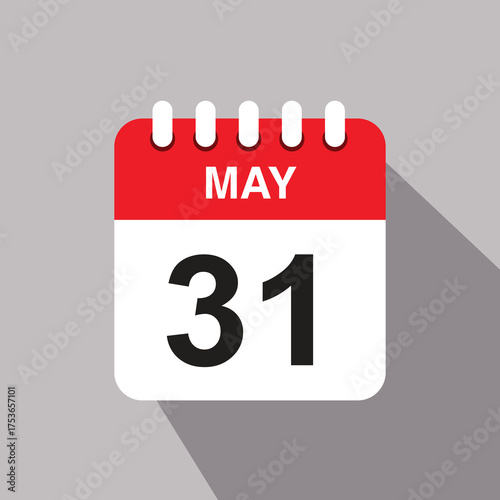 31 may calendar date icon. vector illustration with shadow design
