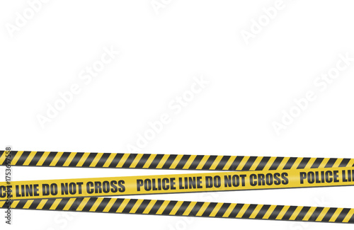 Yellow and black police line For warning of dangerous areas isolate on transparent and white background background