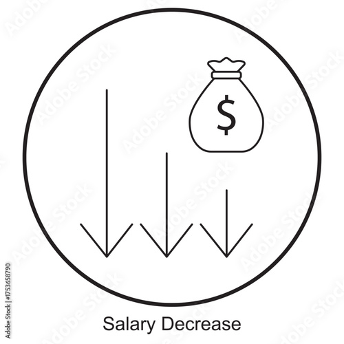 Salary Decrease Icon, Understanding Salary Decrease, Managing Financial Adjustments Wisely, Overcoming Challenges of Pay Reduction, Adapting to Economic Changes with Resilience, vector