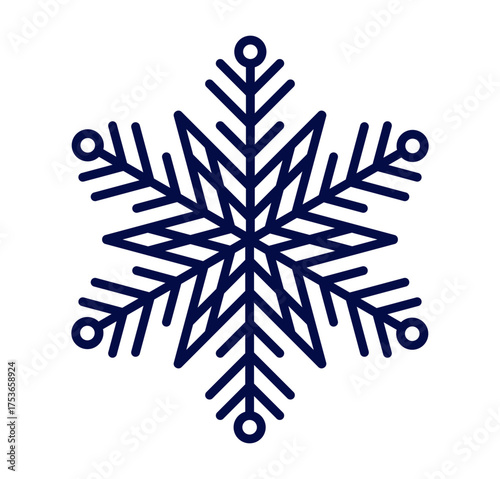 Detailed snowflake illustration perfect for winter designs, decorations, and craft projects.
