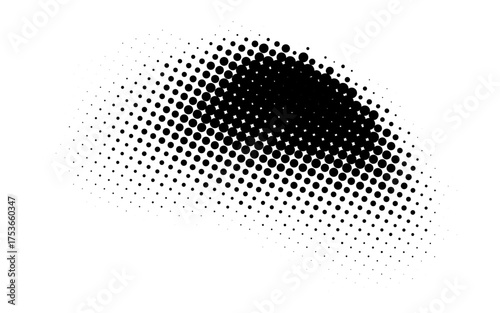 Dynamic black arrow in pop art style featuring a halftone dot pattern for vibrant design projects.