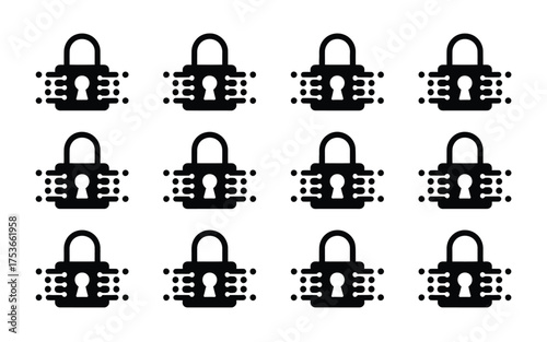 Vector art of padlock icon with digital stream for security concept