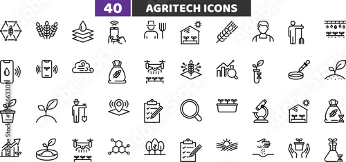 Agritech and Smart Farming Icons Set - Agriculture Technology Vector Collection