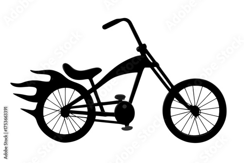 Chopper Silhouette: A stylized chopper motorcycle silhouetted against a plain background, the design emphasizes power and freedom